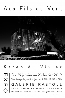 Aux Fils du Vent exposition du 29 au 23 février
Prolongation jusqu'au 1 mars 2019
Artiste : Karen du Vivier